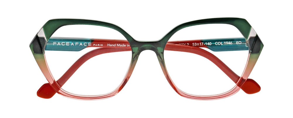 Face a Face Eyeglasses Frame WITTY 2 1946 Pink Green Handmade 53-17-140 NEW